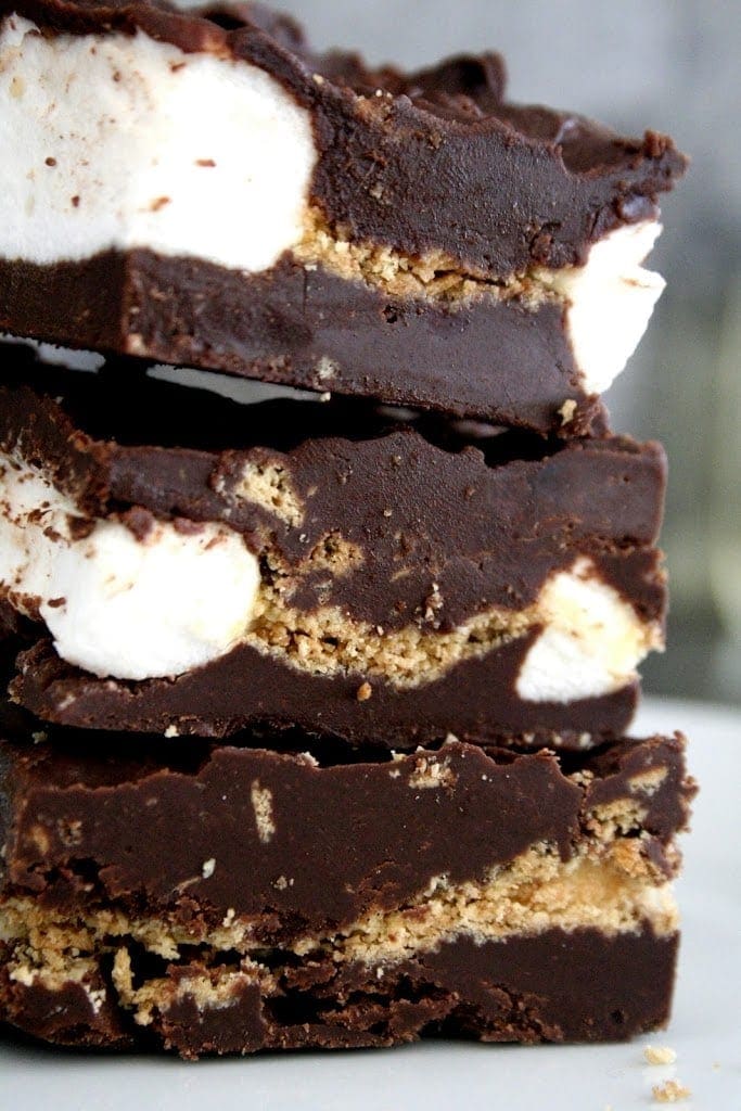 Decadent and fudgy marshmallow and graham cracker fudgies will leave you wanting s'more.