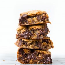 Whole Wheat Oatmeal Molasses Dark Chocolate Gooey Bars