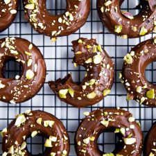 Double Chocolate Glazed Donuts with Pistachios