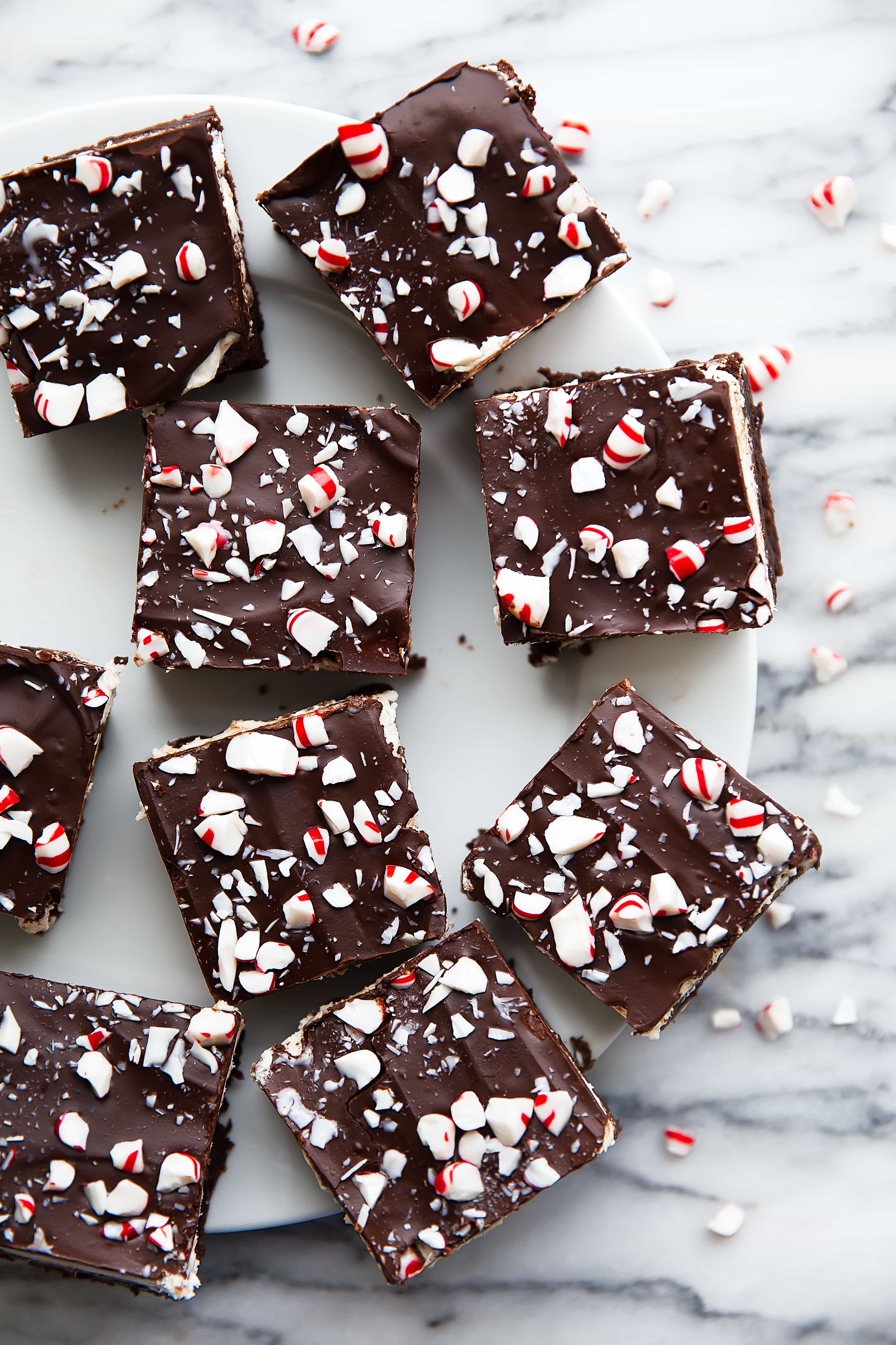 peppermint bark brownies on a plate