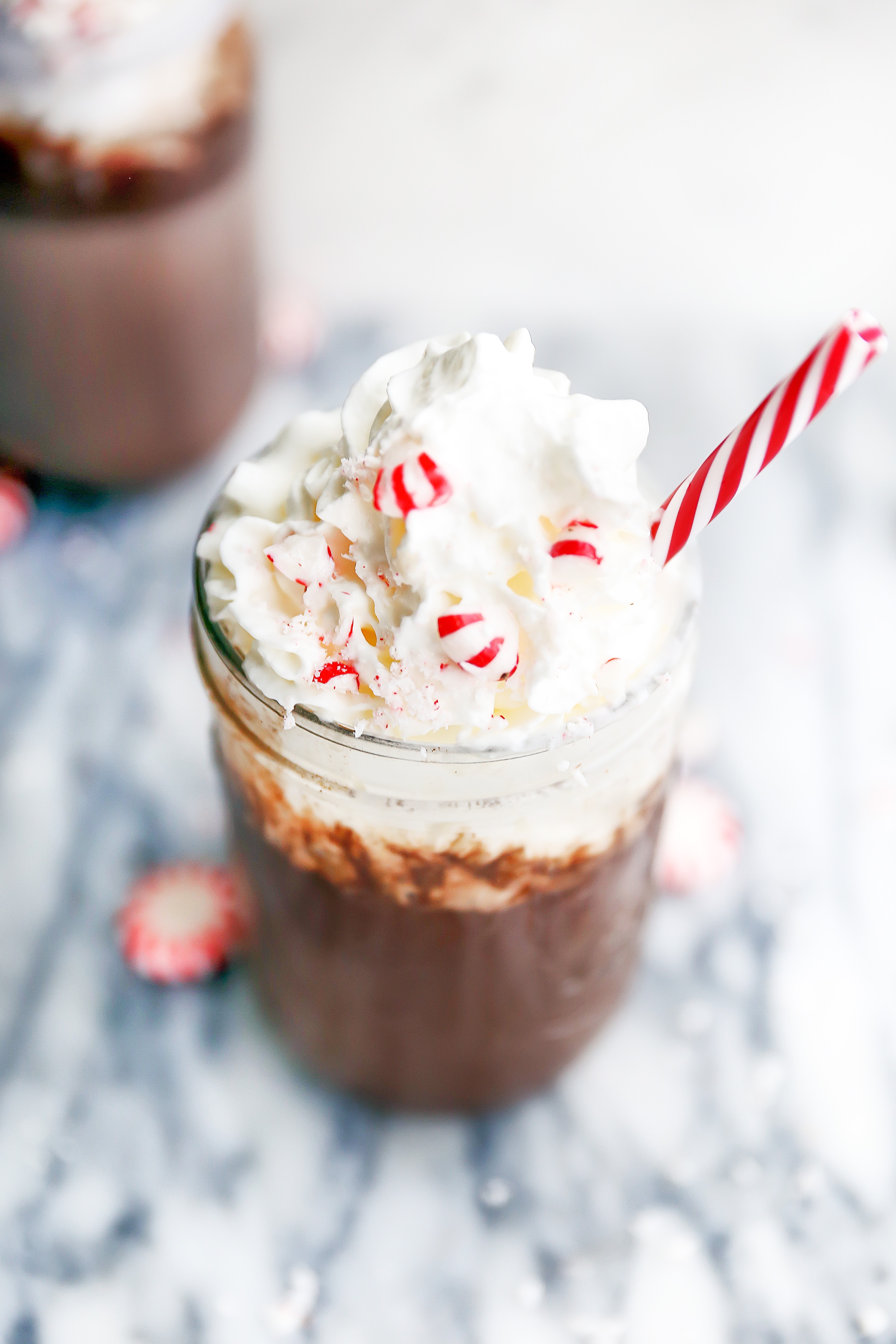 peppermint hot chocolate with whipped cream