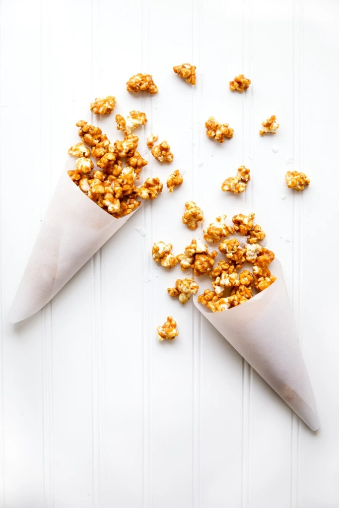 Salted Caramel Popcorn in paper cones 