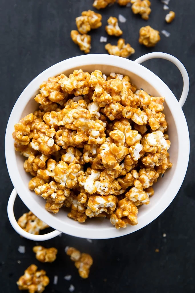 Salted Caramel Popcorn in a bowl