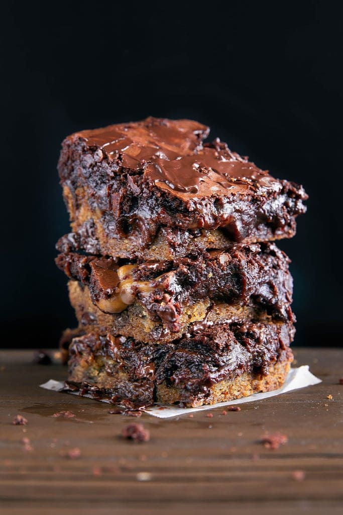 Layers of chocolate chip cookie dough, caramel candies, and gooey brownies come together in Chocolate Chip Cookie Brownies. Get ready to drool with this ultimate comfort dessert.