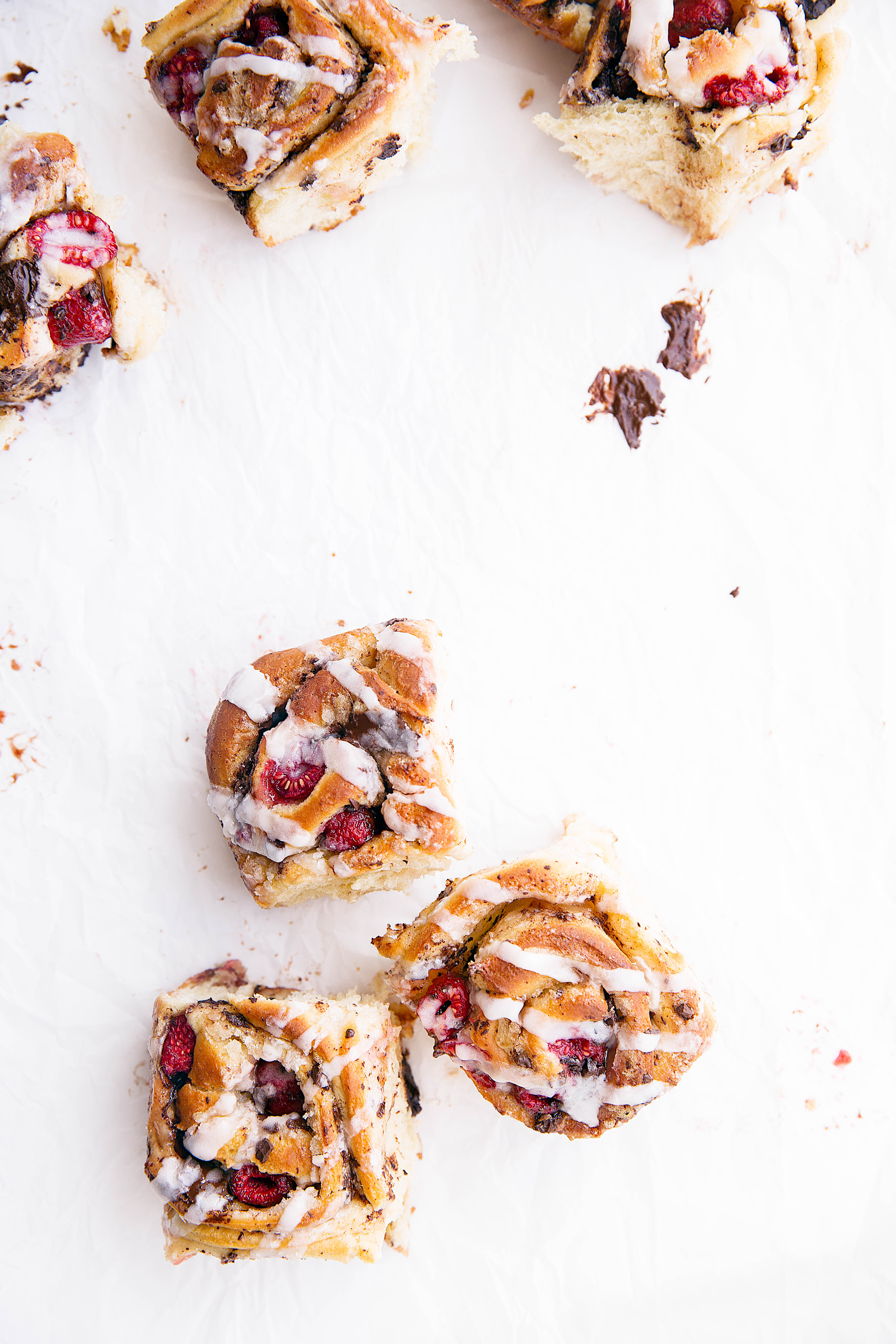 Dark Chocolate Raspberry Sticky Buns