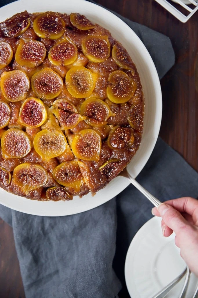 Caramelized Fig Upside Down Cake: sticky caramelized figs baked into a luscious orange-scented cake
