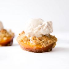 Roasted Peaches with Oatmeal Almond Crumble