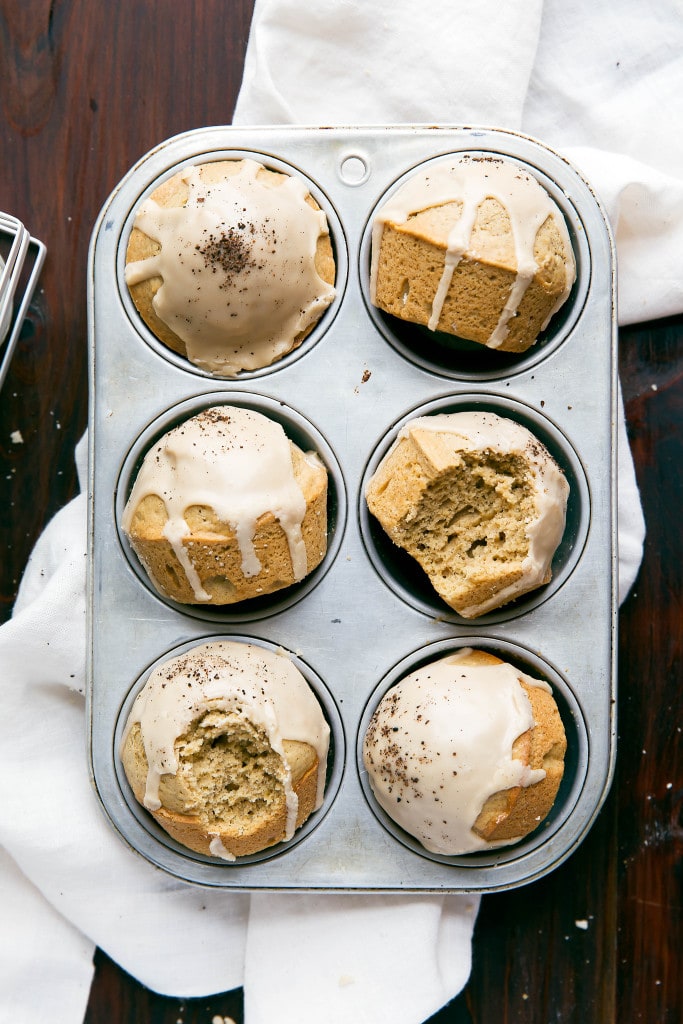dirty chai muffins in a muffin tin
