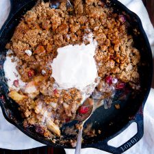 Cranberry Bourbon Apple Crisp with a Salted Caramel Sauce