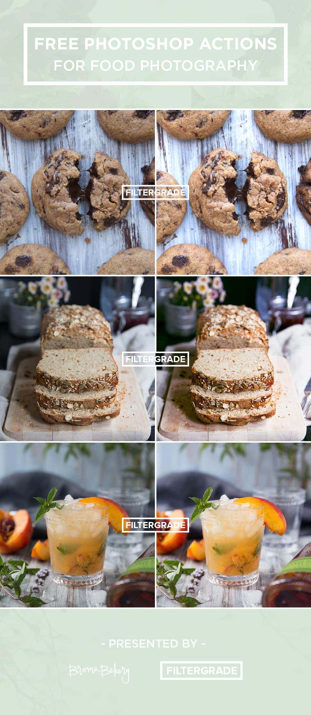 Transform your photographs instantly with free Photoshop actions for food photography!