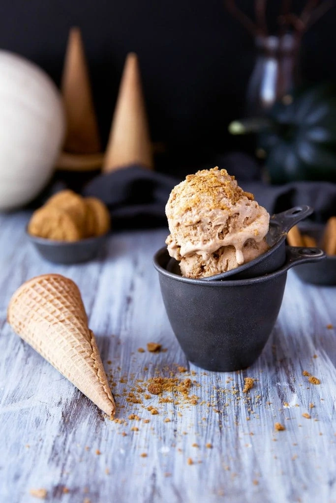 A creamy pumpkin ice cream swirled with gingersnap cookies makes for a perfect fall dessert