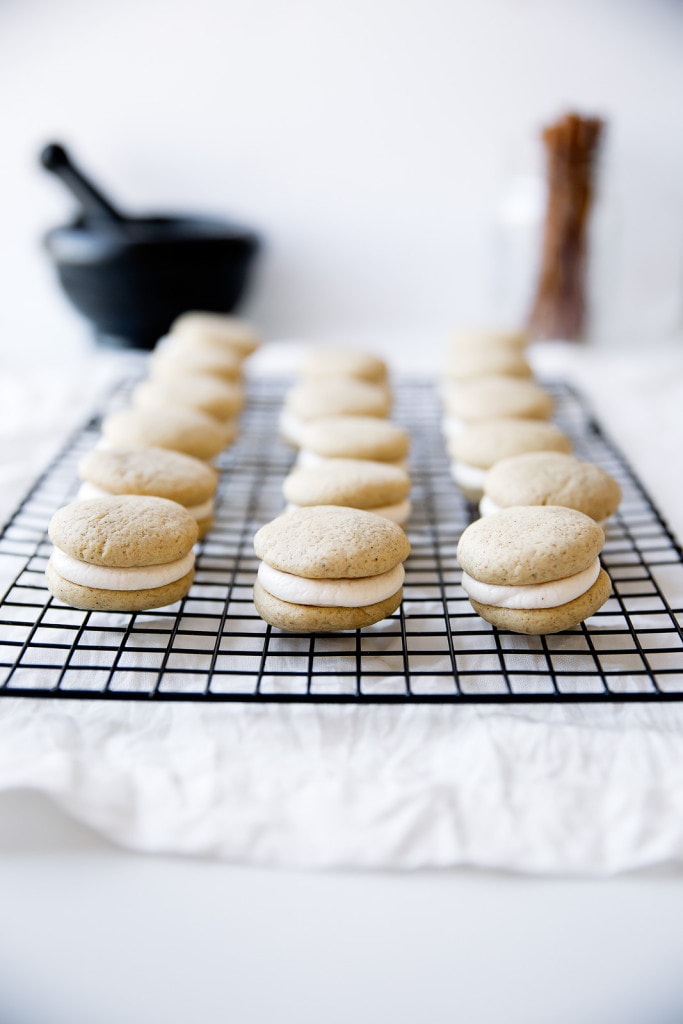 Have your chai latte and eat it too with these chewy Chai Latte Sandwich Cookies with creamy chai-spiked frosting!