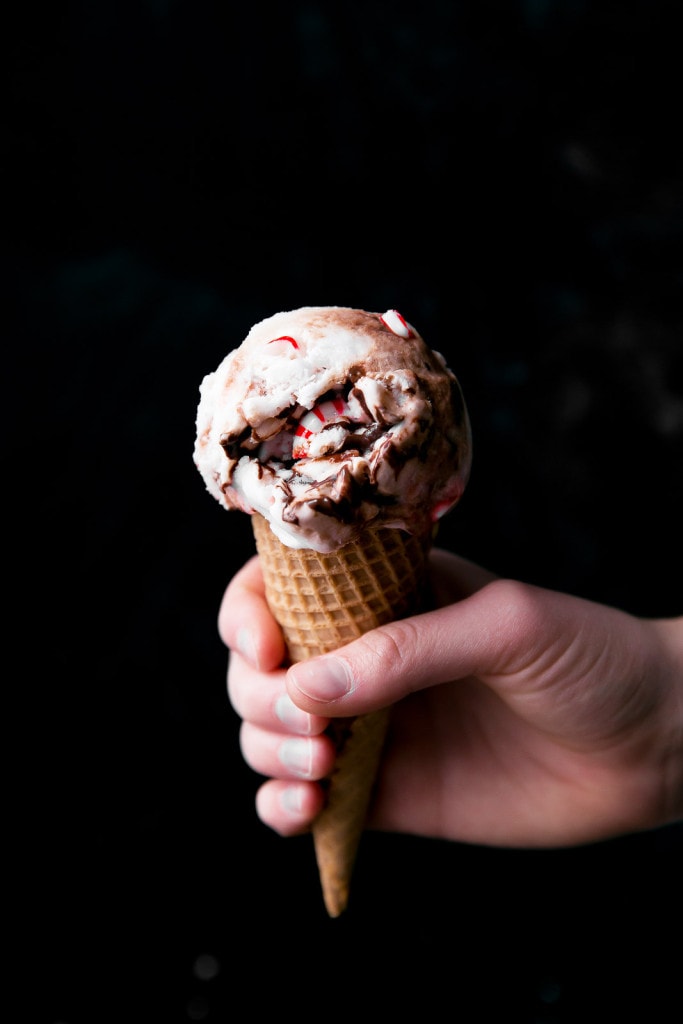 peppermint ice cream in a cone