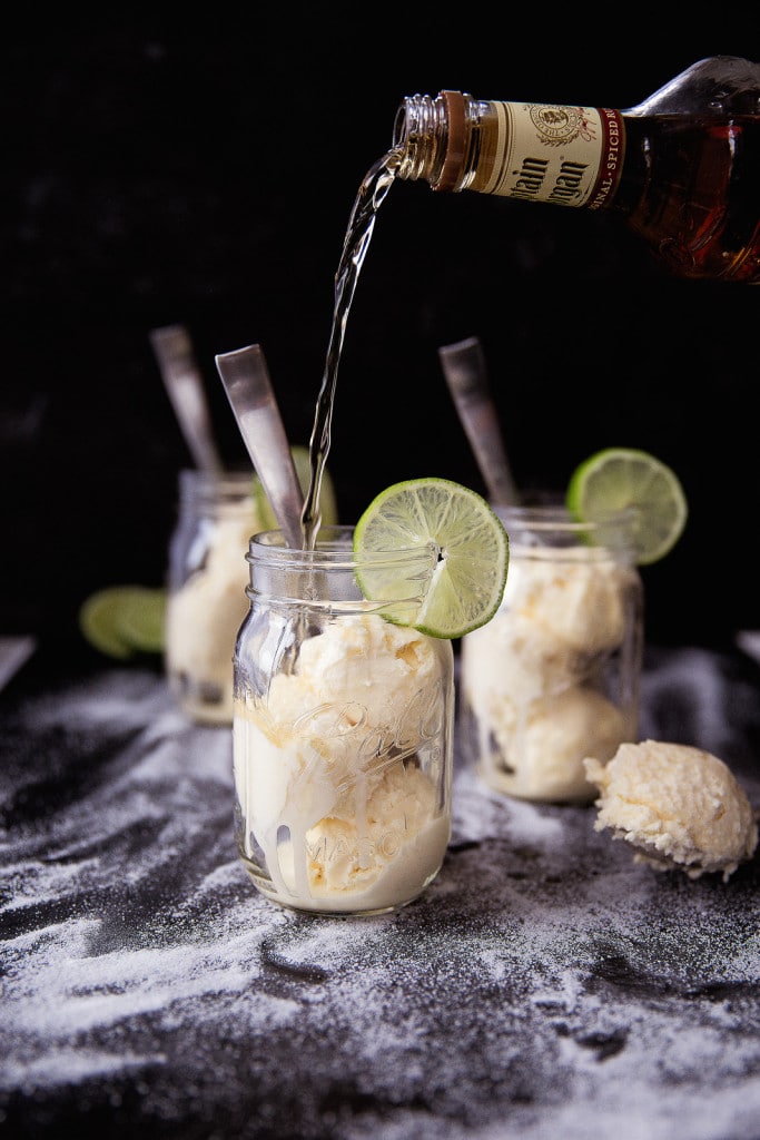 Ginger beer floats made spiked with spice rum make for perfect game day drinks!