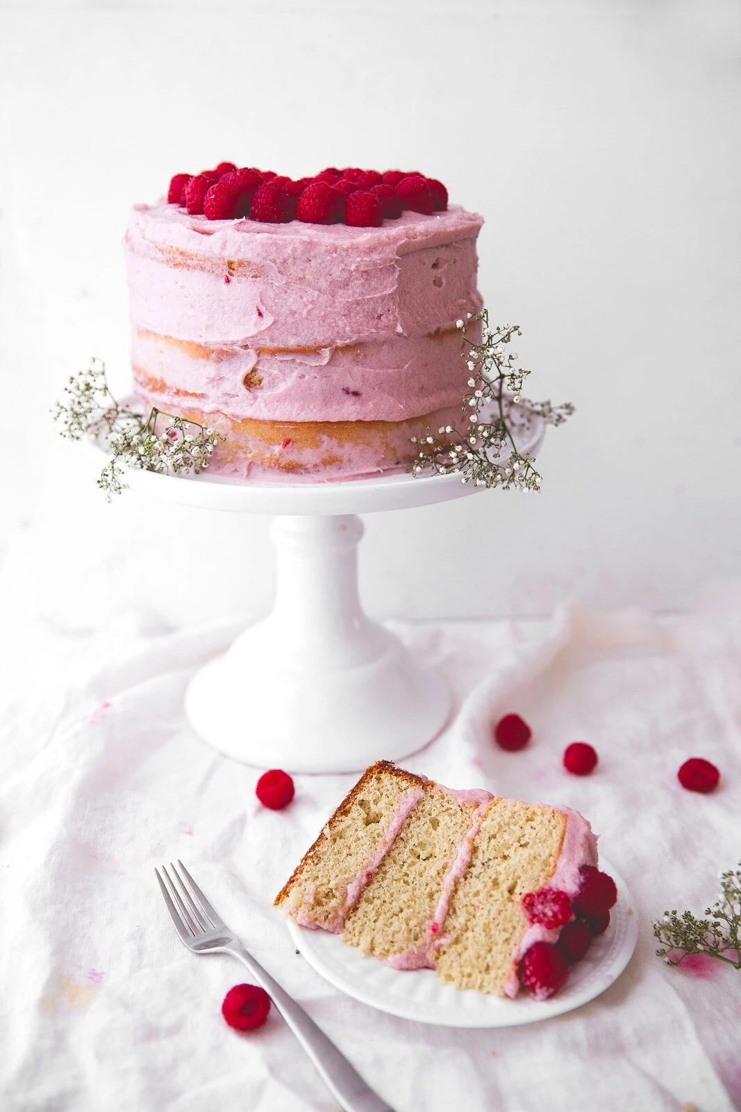 spring raspberry banana cake