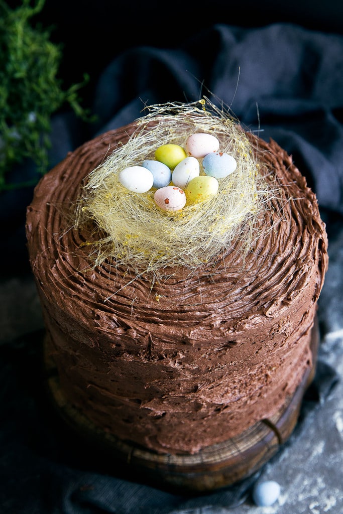 Easter Egg Cake with Spun Sugar Nest