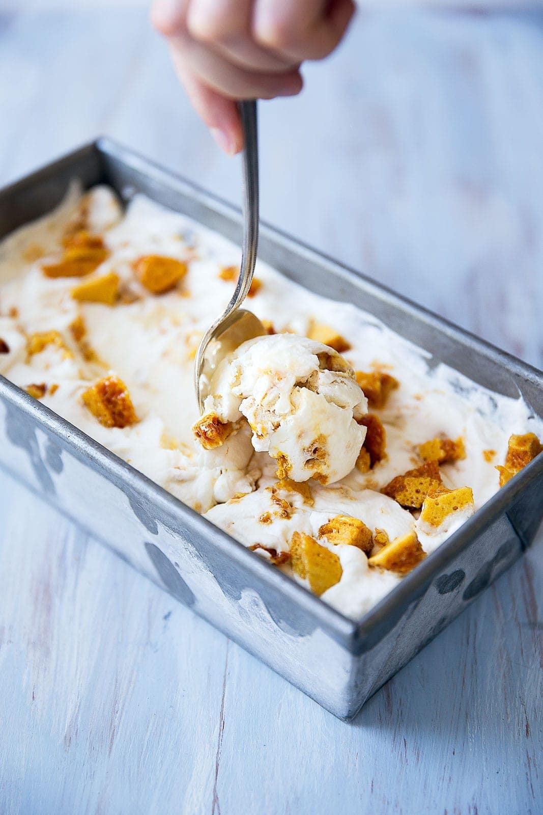 A no-churn maple honeycomb ice cream that takes just minutes to whip up!