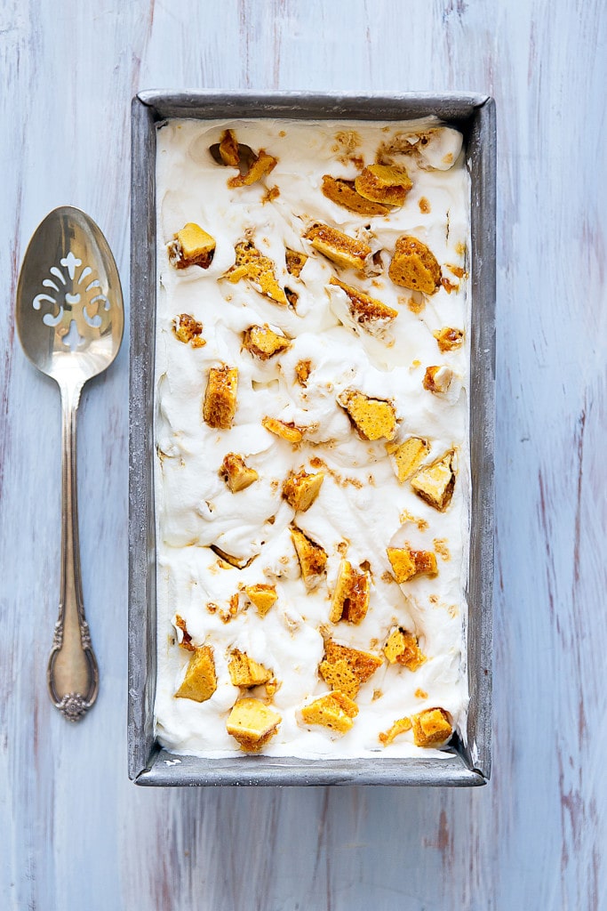 Maple Honeycomb Ice Cream in loaf pan