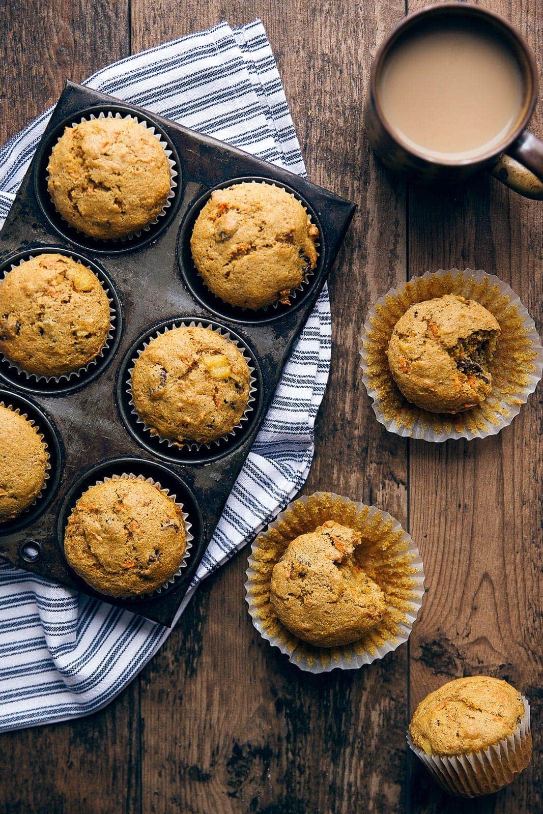 Nothing says good morning like Morning Glory Muffins, packed with carrots, pineapple, coconut, and more!
