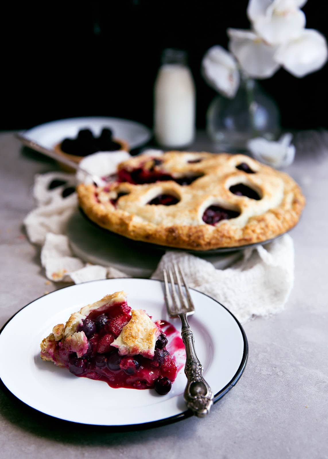 The prettiest pie there ever was: this quadruple berry bumbleberry pie.