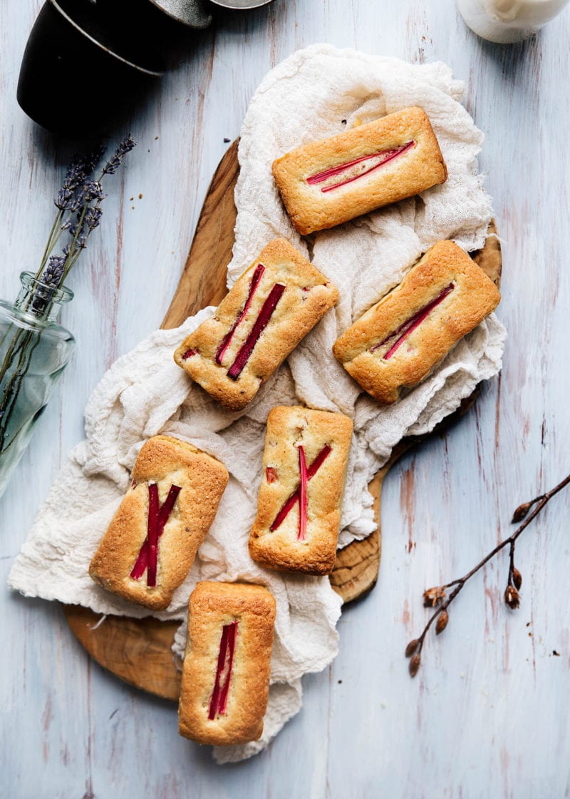 Adorable individual rhubarb almond tea cakes are perfect for Sunday brunch!