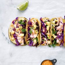 Coconut Marinated Salmon Tacos