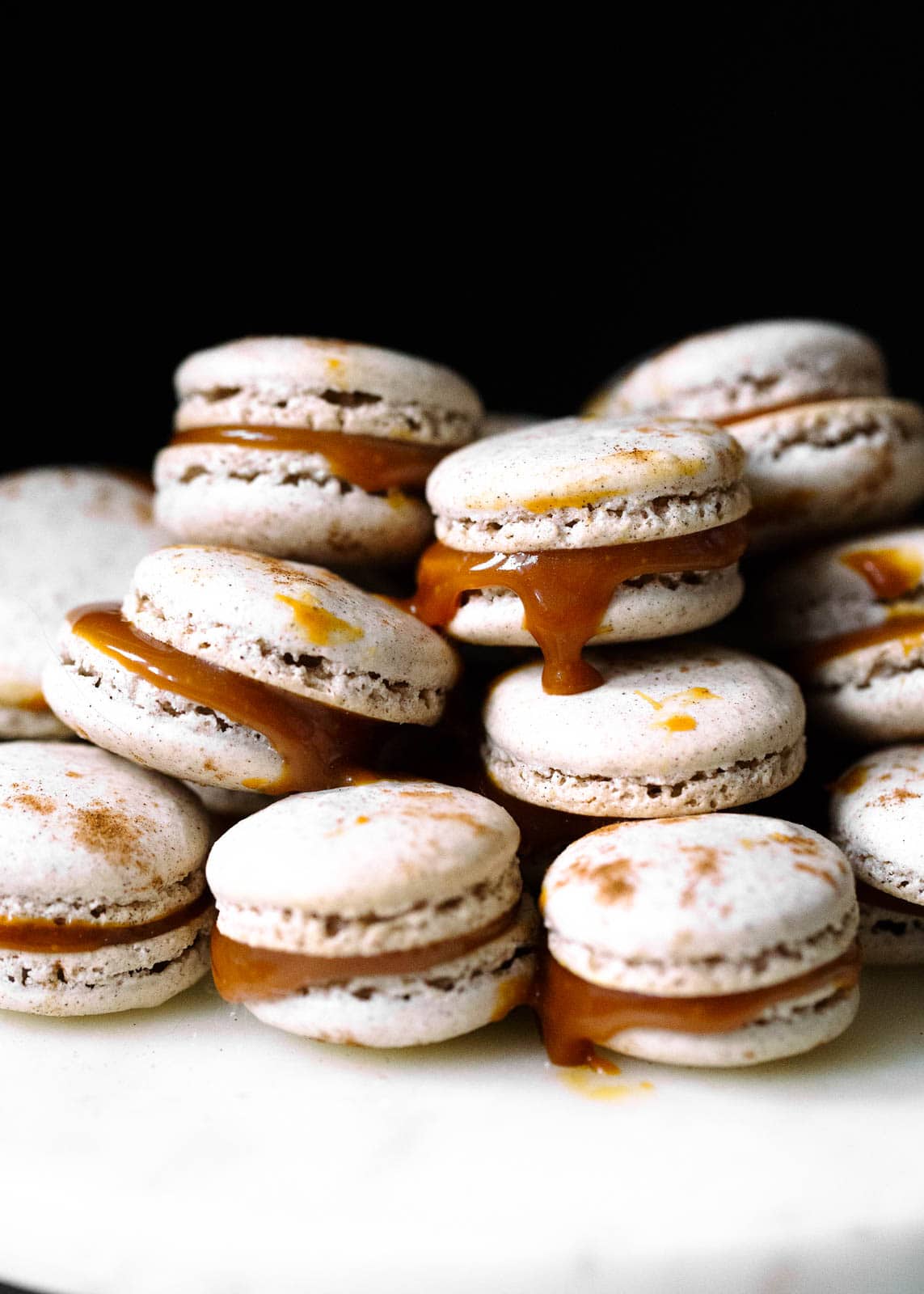Chai spiced macarons with a salted caramel filling. Perfectly spiced and dangerously delicious!