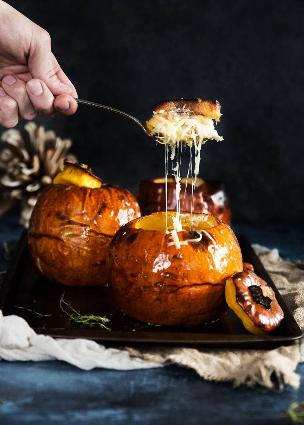 Cheesy Bread Pudding Stuffed Pumpkin - Broma Bakery