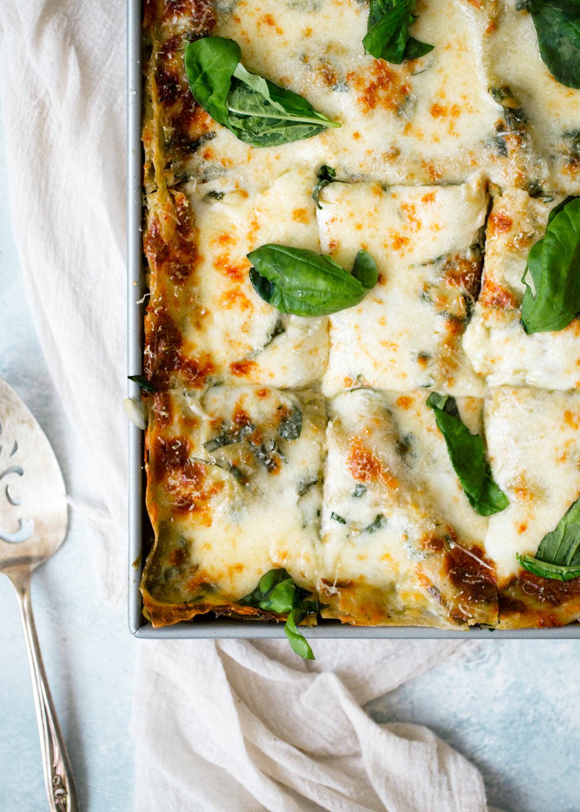 pan of Vegetarian Green Lasagna 