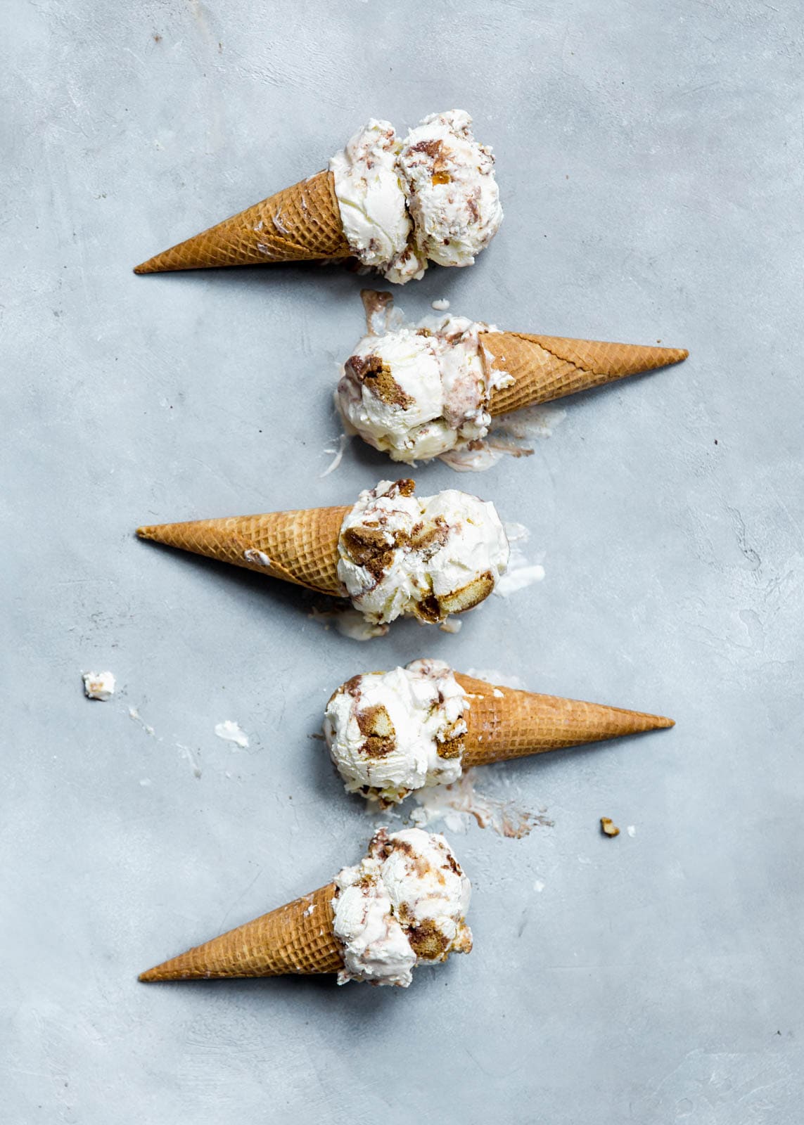 Tiramisu Ice Cream: a mascarpone ice cream with coffee-soaked ladyfingers and fudge swirl!