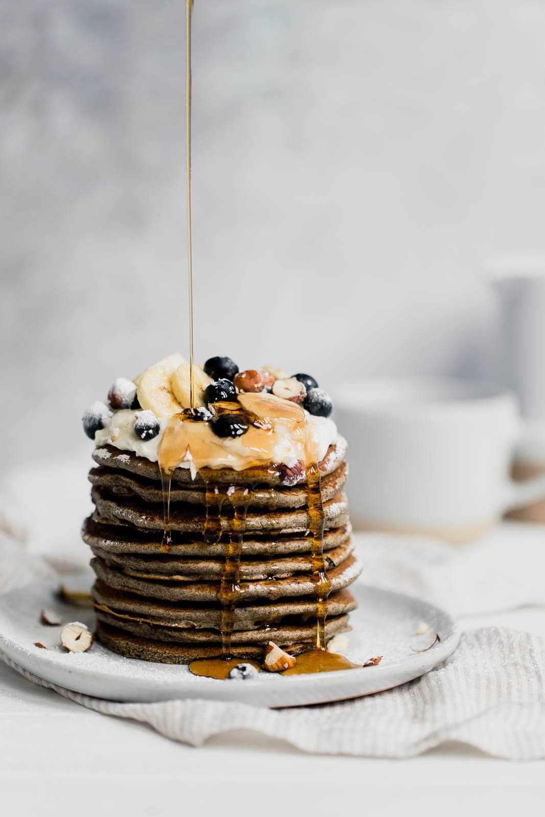 Naturally gluten-free blueberry buckwheat pancakes. Healthy and surprisingly delicious!