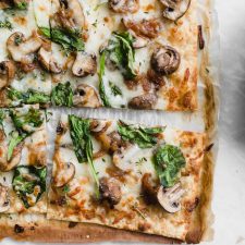 Caramelized Onion, Mushroom, & Spinach Pizza