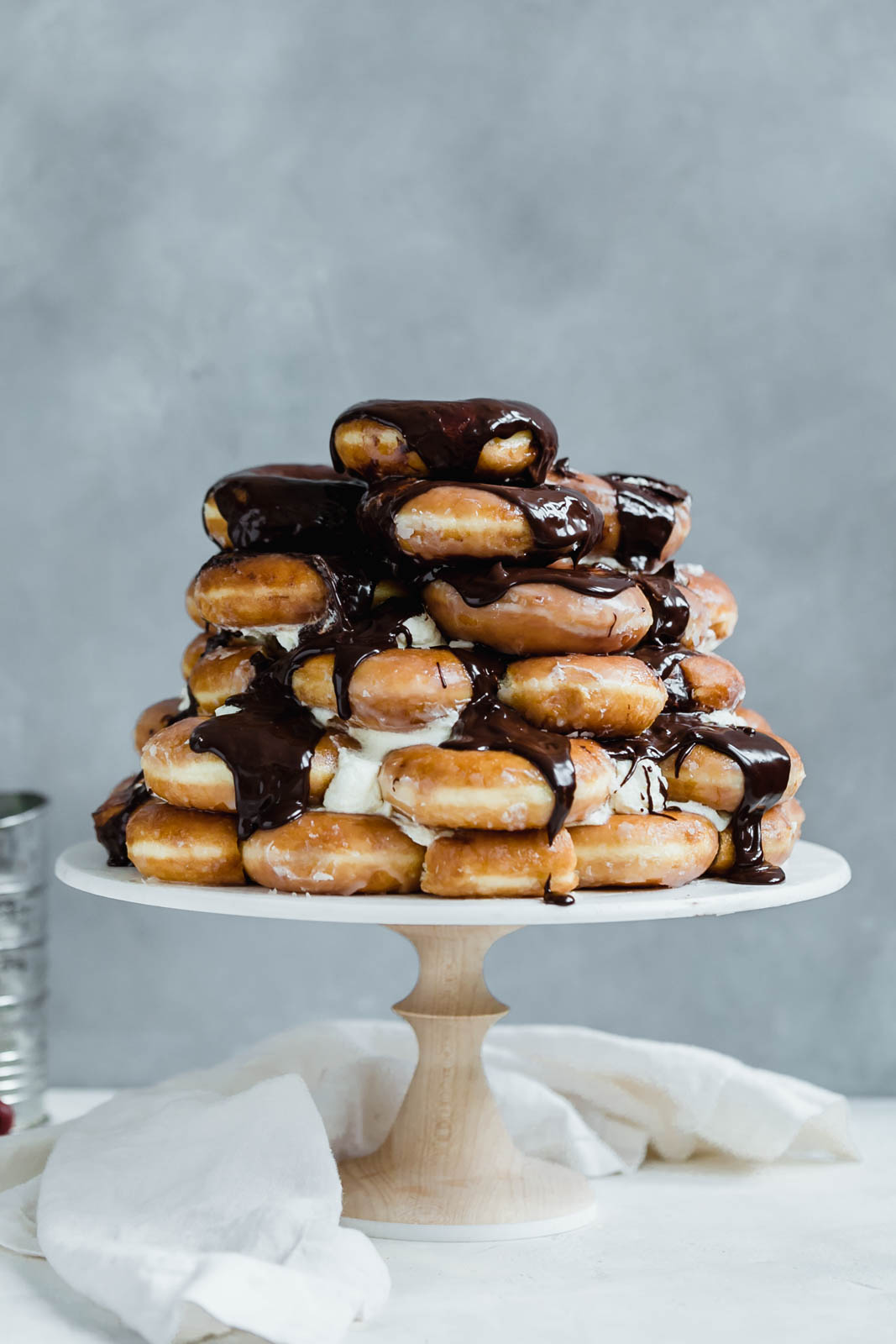 Krispy Kreme Doughnut Cake on cake stand