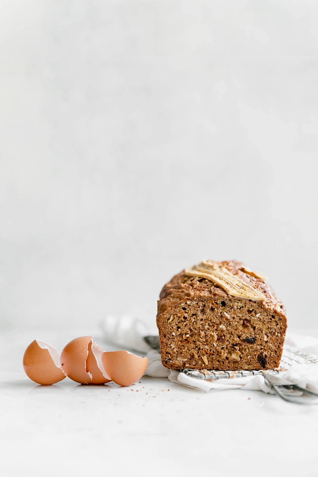 carrot cake banana bread with egg shells