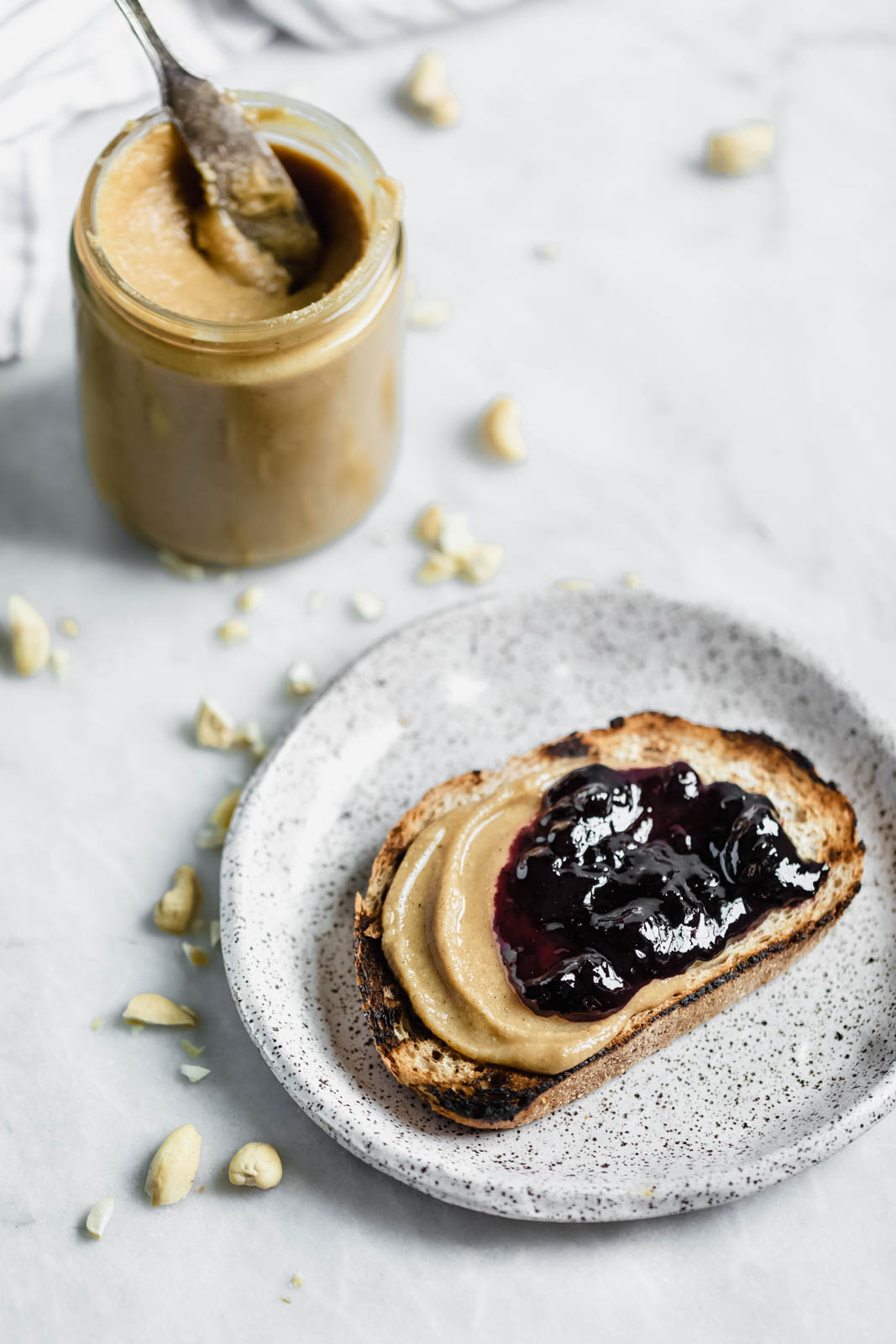 Vanilla Cardamom Cashew Butter on bread with jelly