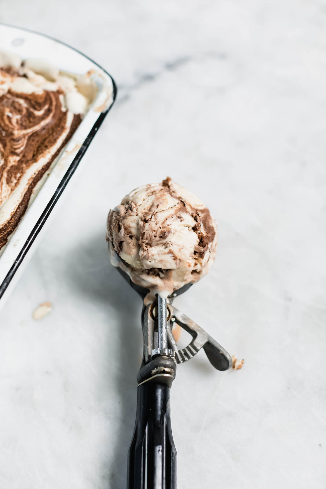 scoop of Vegan Peanut Butter Mudslide Ice Cream