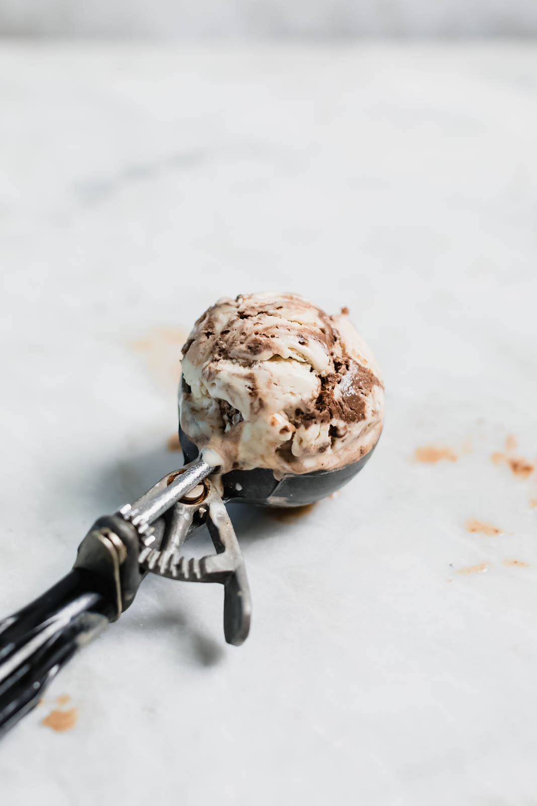 scoop of Vegan Peanut Butter Mudslide Ice Cream