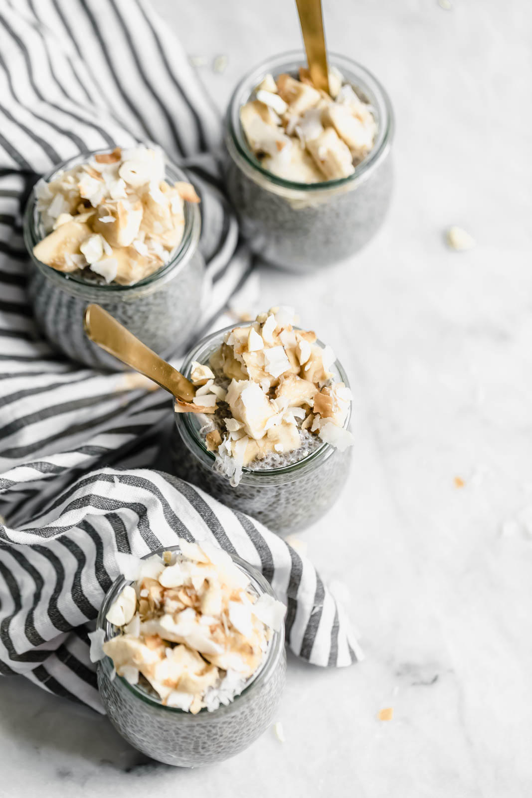 Creamy coconut chia pudding from above