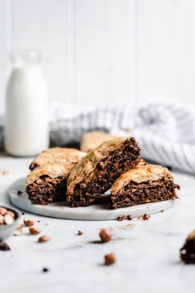 An out-of-this-world Chocolate Hazelnut Baklava soaked in a cocoa nib and honey syrup. From the Sofra bakery cookbook, Soframiz!