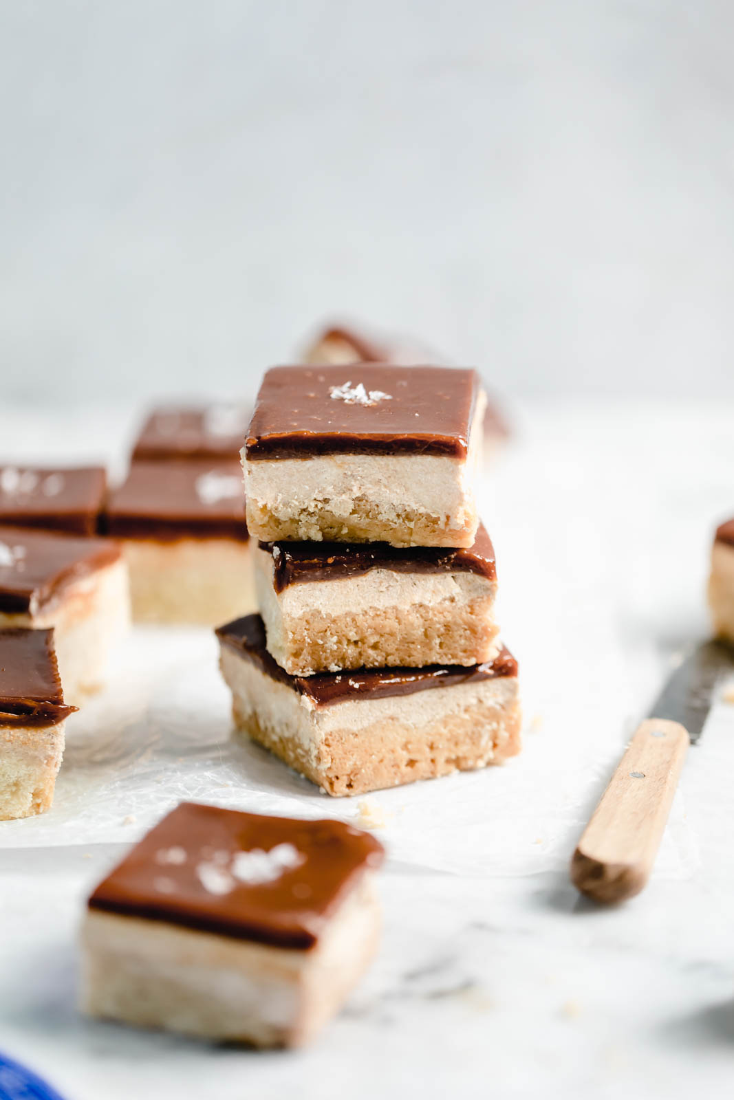 Middle Eastern Millionaire's Shortbread slices in a stack