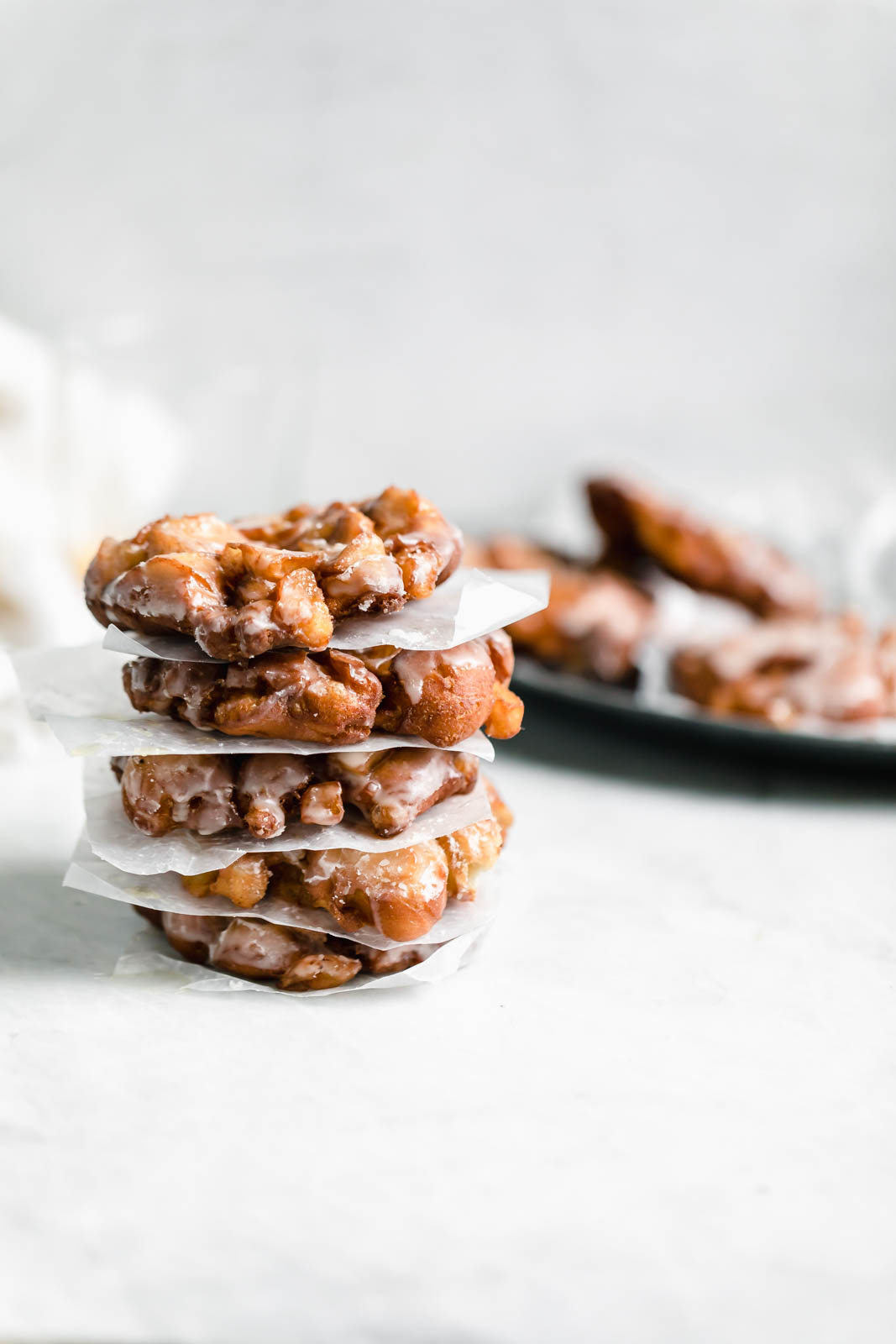 stack of bourbon apple fritters