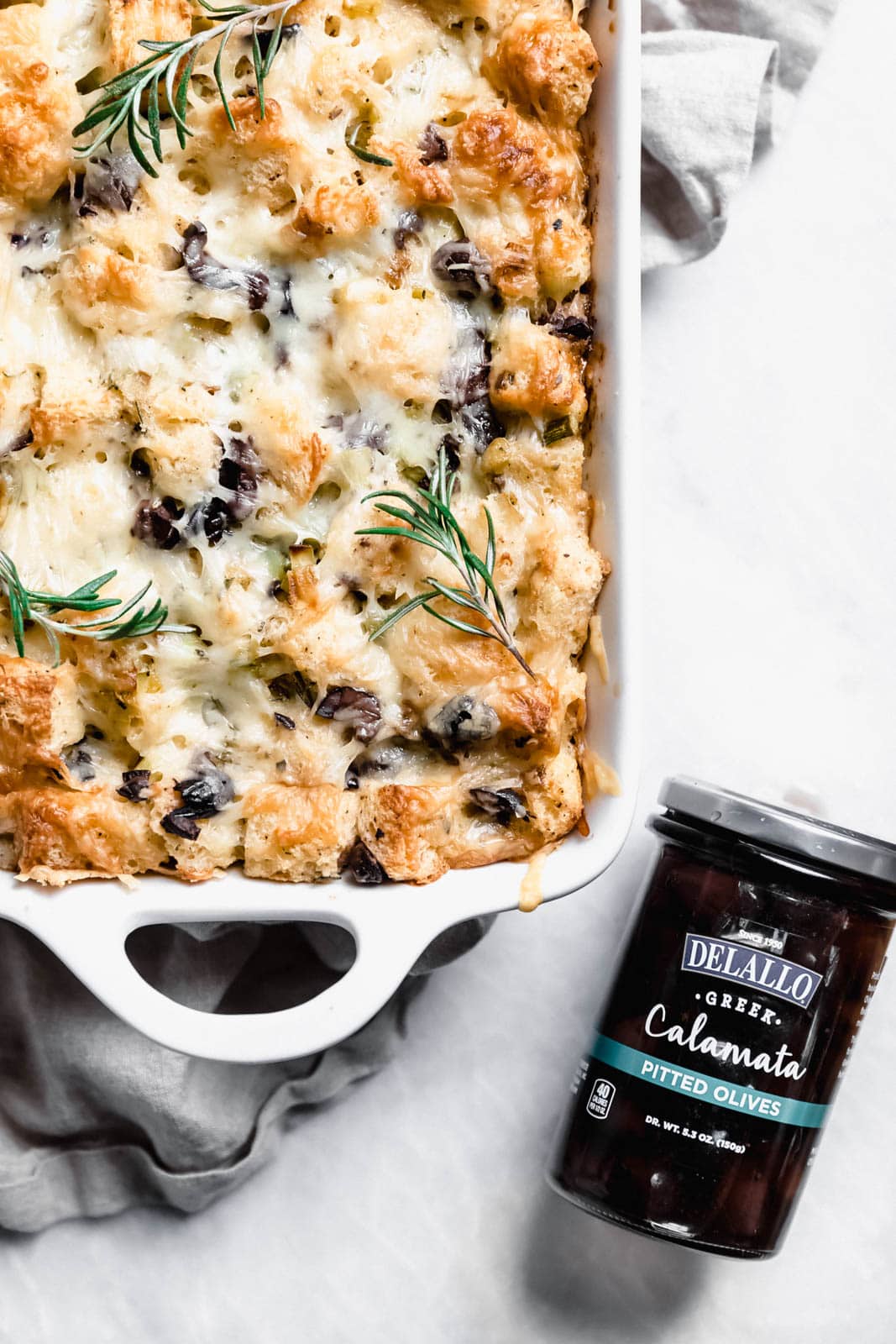 savory bread pudding with olives and rosemary 