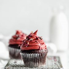 Raspberry Rose Chocolate Cupcakes for Two