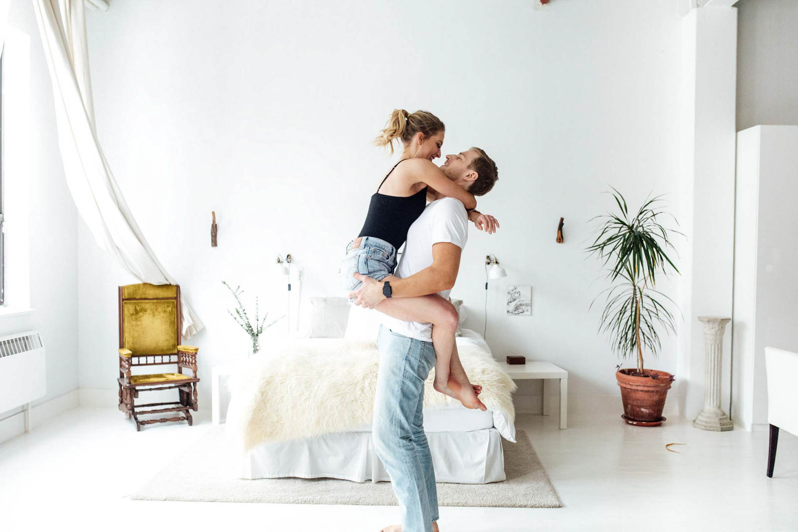 A bright and airy Intimate At Home Engagement Shoot