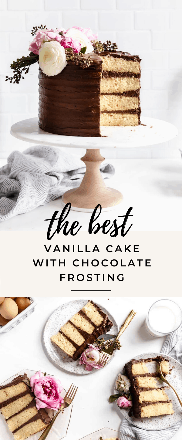 the best ever vanilla cake with chocolate frosting