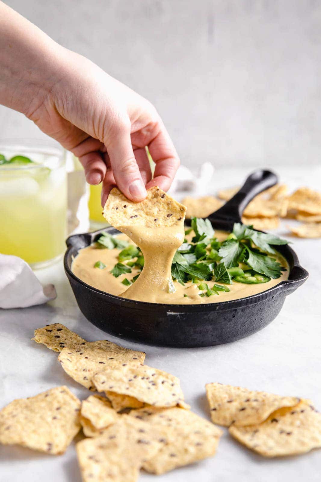 creamy vegan queso made with cashews and the perfect blend of smoky spice