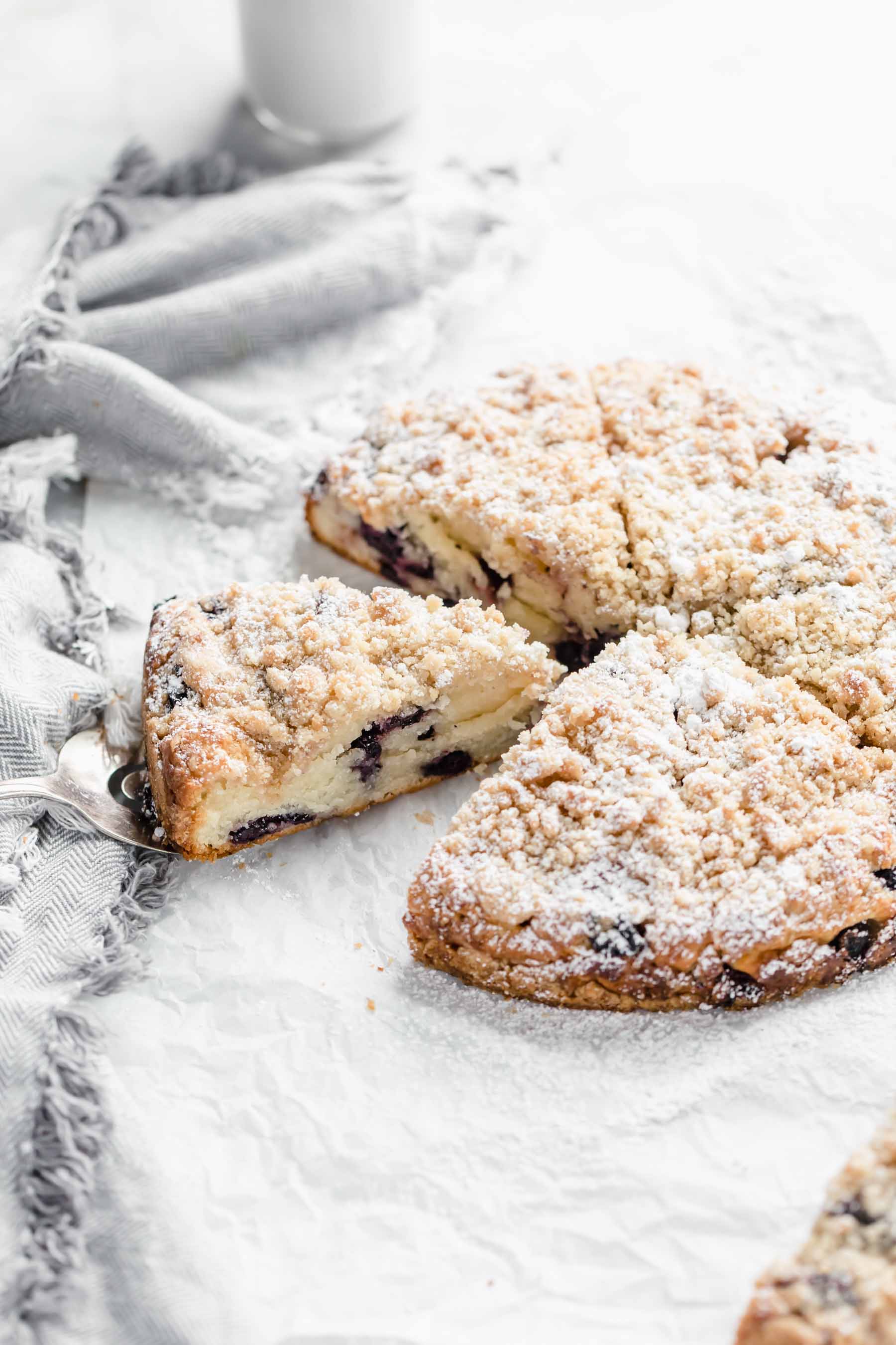 Blueberry scones with a decadent streusel topping. These blueberry streusel scones are perfect for mother's day!