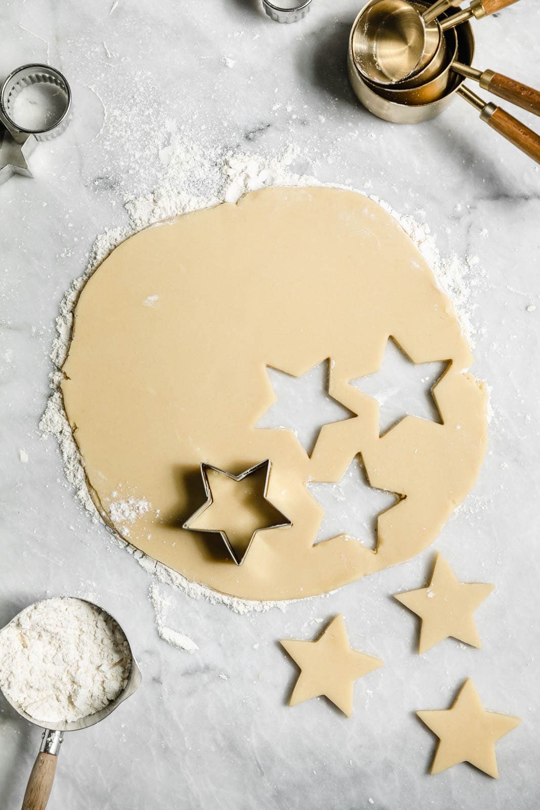perfect cut out sugar cookies recipe rolled out on a floured surface