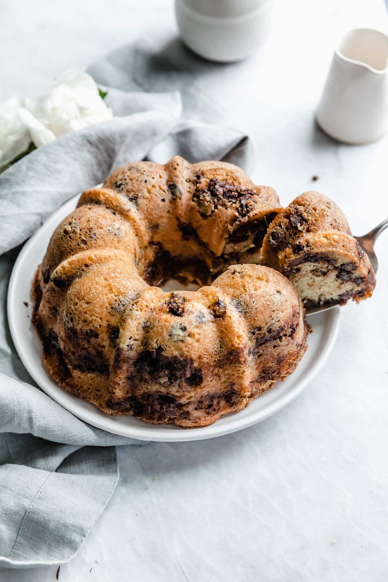 I love a good dessert disguised as breakfast. This buttery and moist Cinnamon Chocolate Chip Coffee Cake is sure to make your morning a little sweeter.