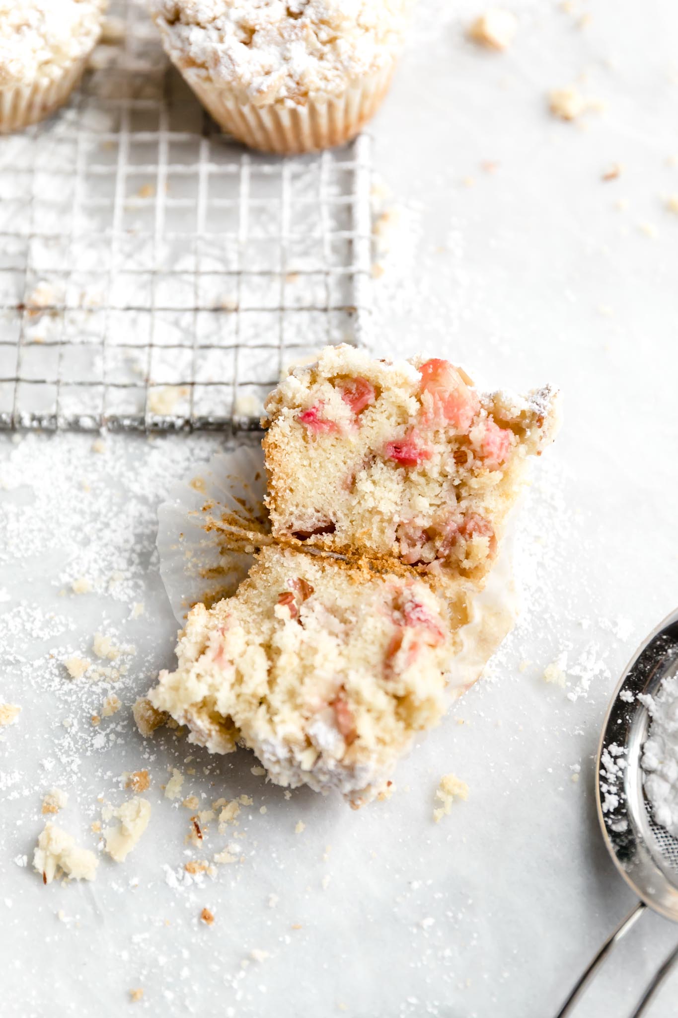 Looking for your new favorite spring muffin recipe? We gotcha covered. These Almond rhubarb muffins are tender, moist and packed with chunks of rhubarb. YUM